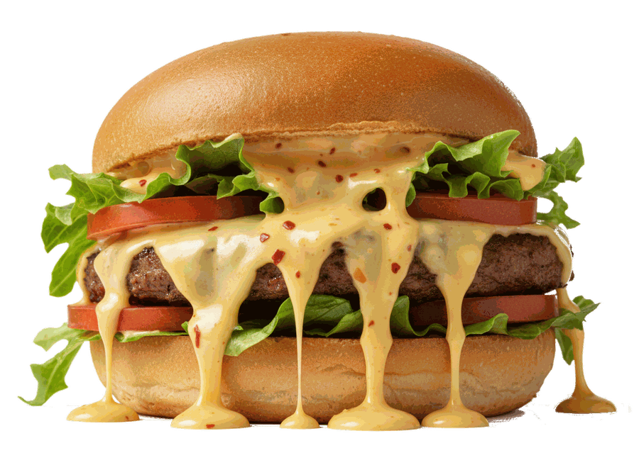 Saftiger Burger mit VANOZZA Chili Cheese Style Sauce