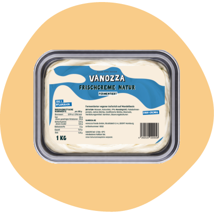VANOZZA Frischcreme Natur auf Mandelbasis - pflanzlicher Frischkäse